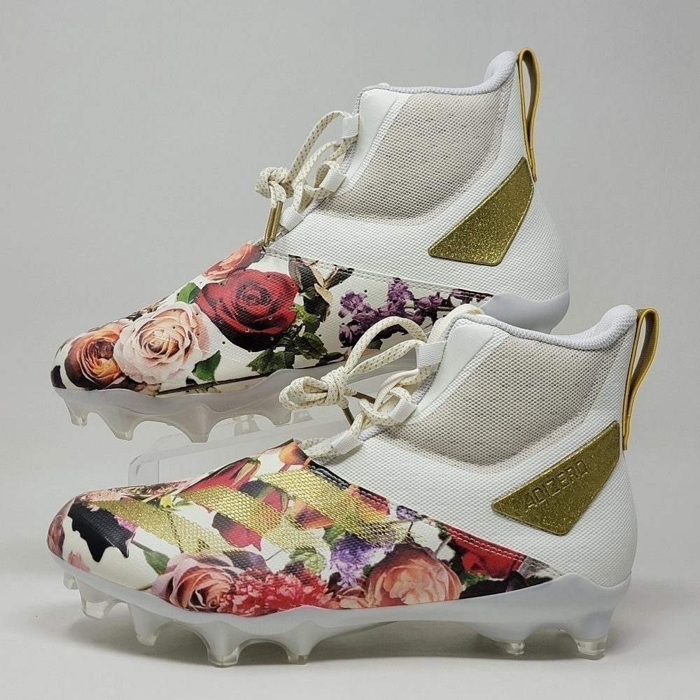 Adidas Adizero Chaos Football Cleats Off White/Gold/Floral Unisex Men 10/Wmns 11 - Picture 2 of 12